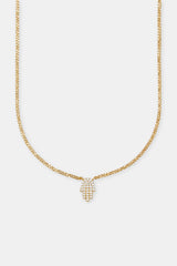 Iced Hamsa Hand Necklace - Gold