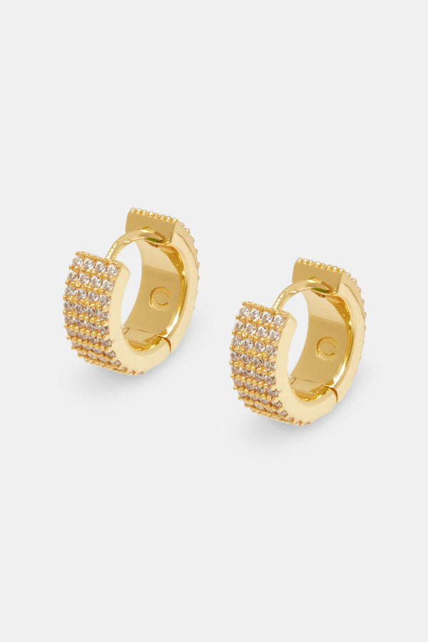 Iced Huggie Earrings - Gold