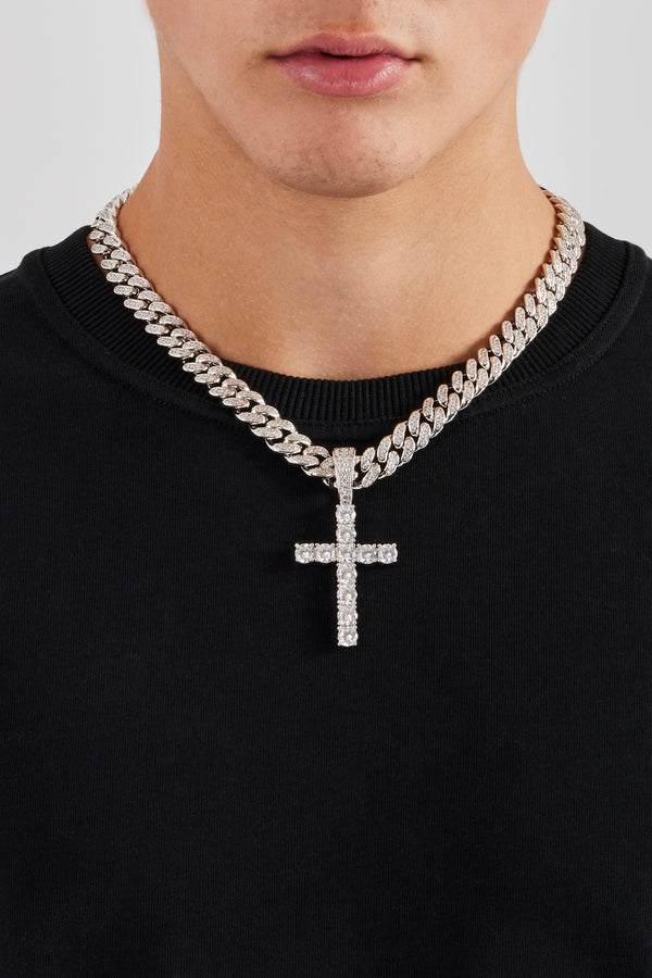 70mm Iced Cross Pendant