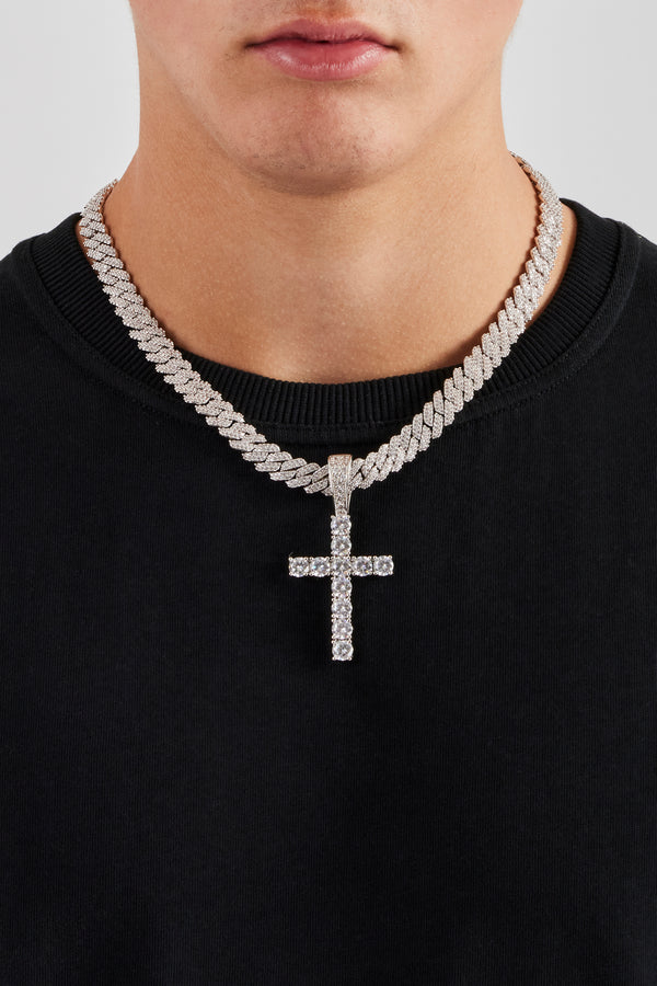 70mm Iced Cross Pendant