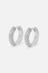 Iced Hoop Earrings - Silver 15mm