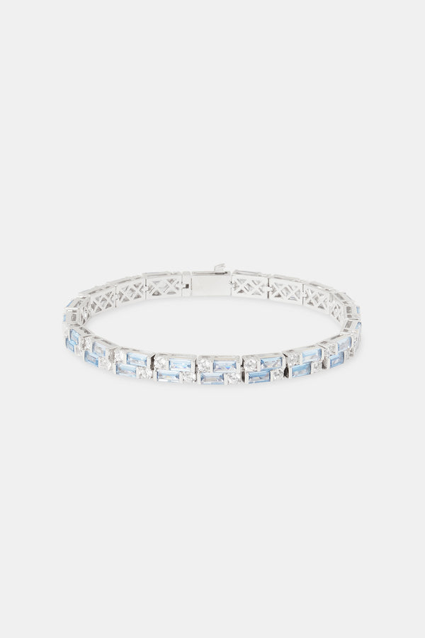 Light Blue Double Baguette Stone Tennis Bracelet - 6mm