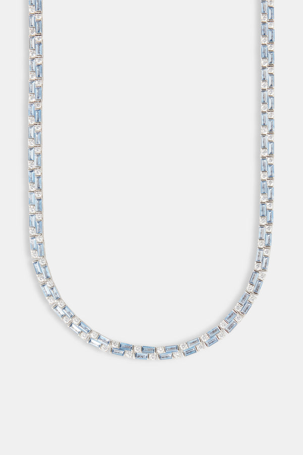 Light Blue Double Baguette Stone Tennis Chain - 6mm