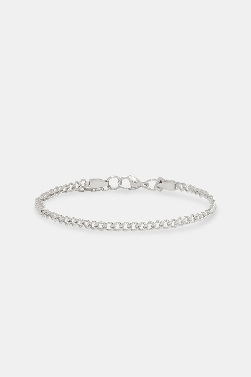 Mens Micro Cuban Bracelet - 3mm - White