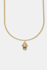 Multi Colour Hamsa Hand Cuban Necklace - 20mm