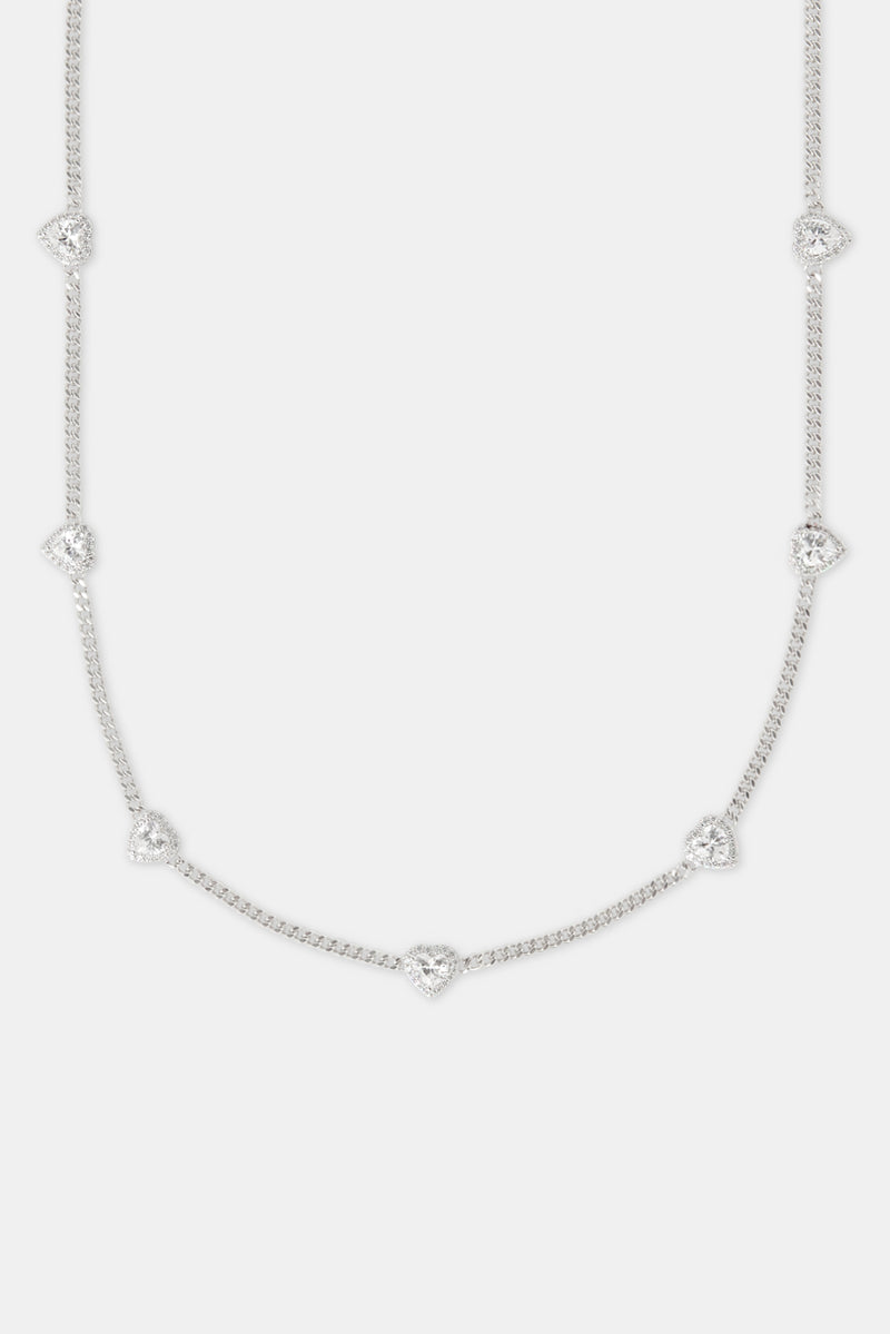 2.5mm Micro Cuban Multi Heart Cz Chain