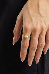 Mother Of Pearl Heart Ring - Gold