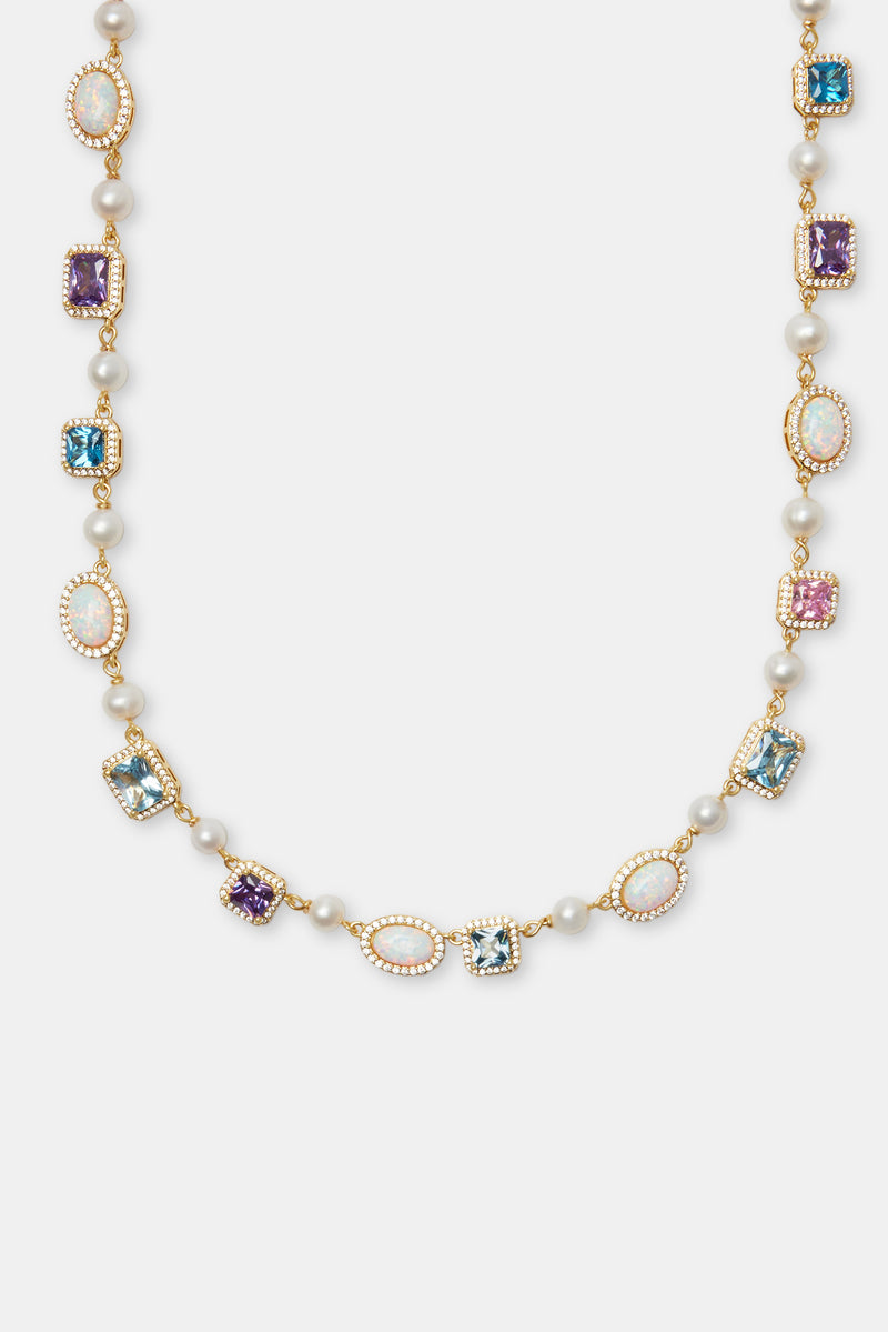 Freshwater Pearl & Opal Mixed Gemstone Chain