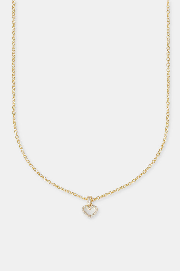 Mother Of Pearl Heart Necklace - 8mm