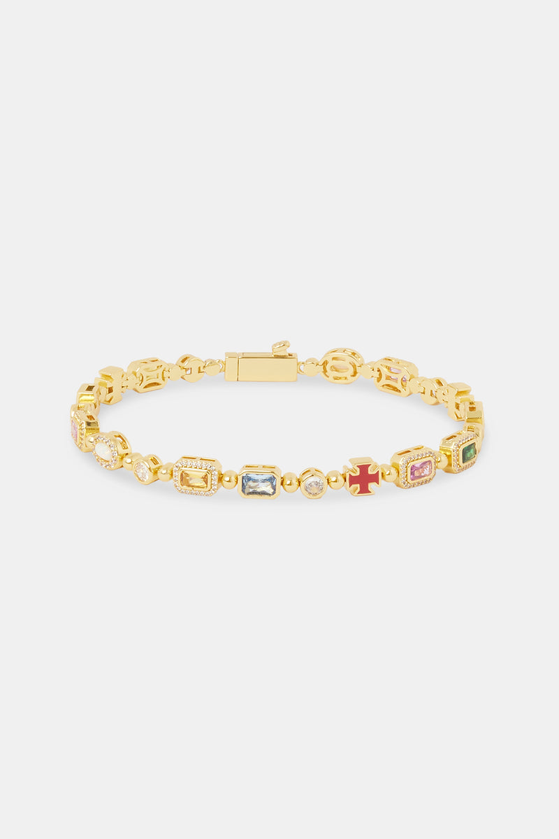 Micro Multi Gemstone Bracelet - 6mm - Gold