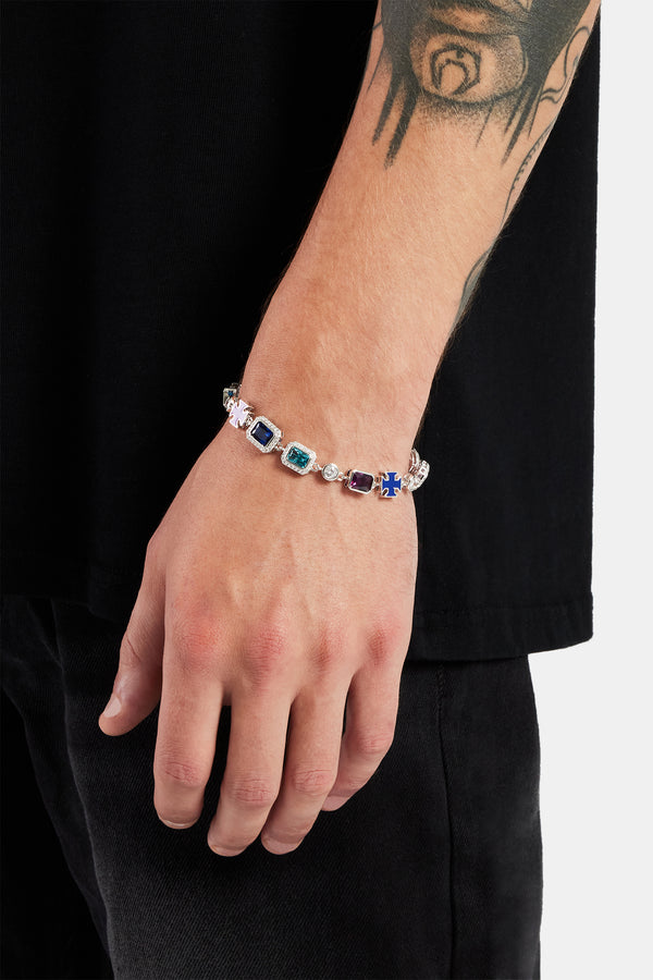 Multi Gemstone Motif Bracelet - Blue