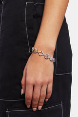 Motif & Multi Gemstone Bracelet - White