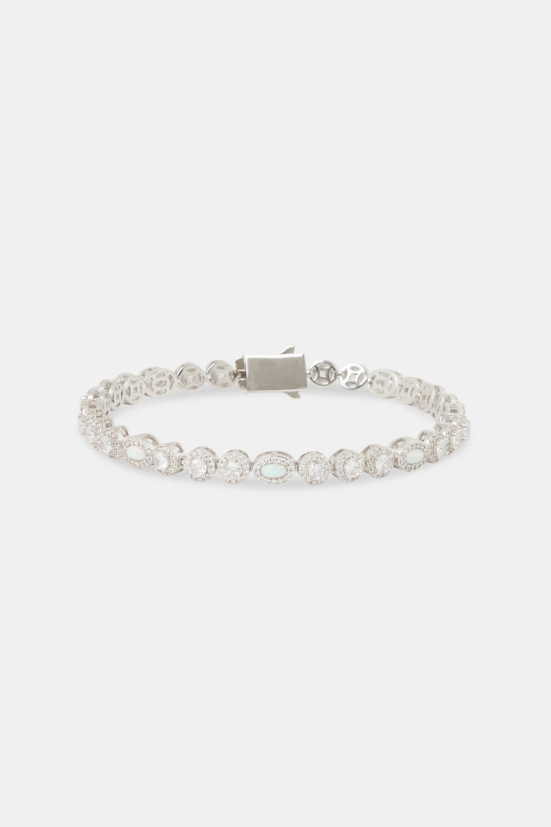 Opal & Clear Gemstone Bracelet - 6mm