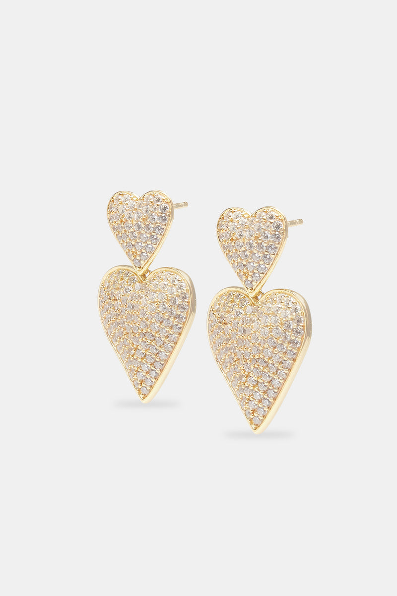 Iced Oversized Heart Drop Earrings