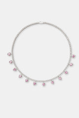 Pink Drop Heart Gemstone Tennis Chain - 3mm