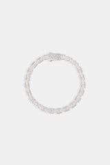 Polished & Iced Flat Link Bracelet - 6mm