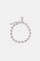 Pink Heart Bezel Iced Bracelet - 5mm