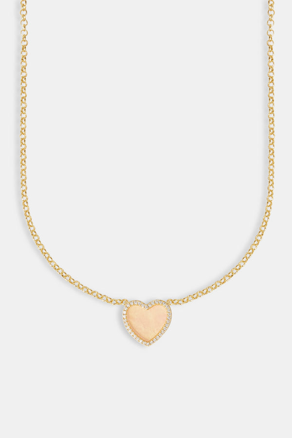 Pink Agate Heart Necklace - Gold