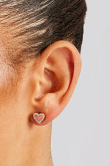 Pink Agate Heart Stud Earrings