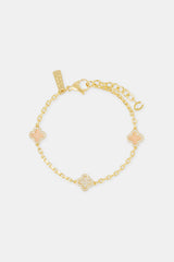 Pink Agate & Iced Motif Rolo Bracelet - 10mm