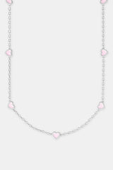 Pink Enamel Heart Rolo Necklace - 8mm