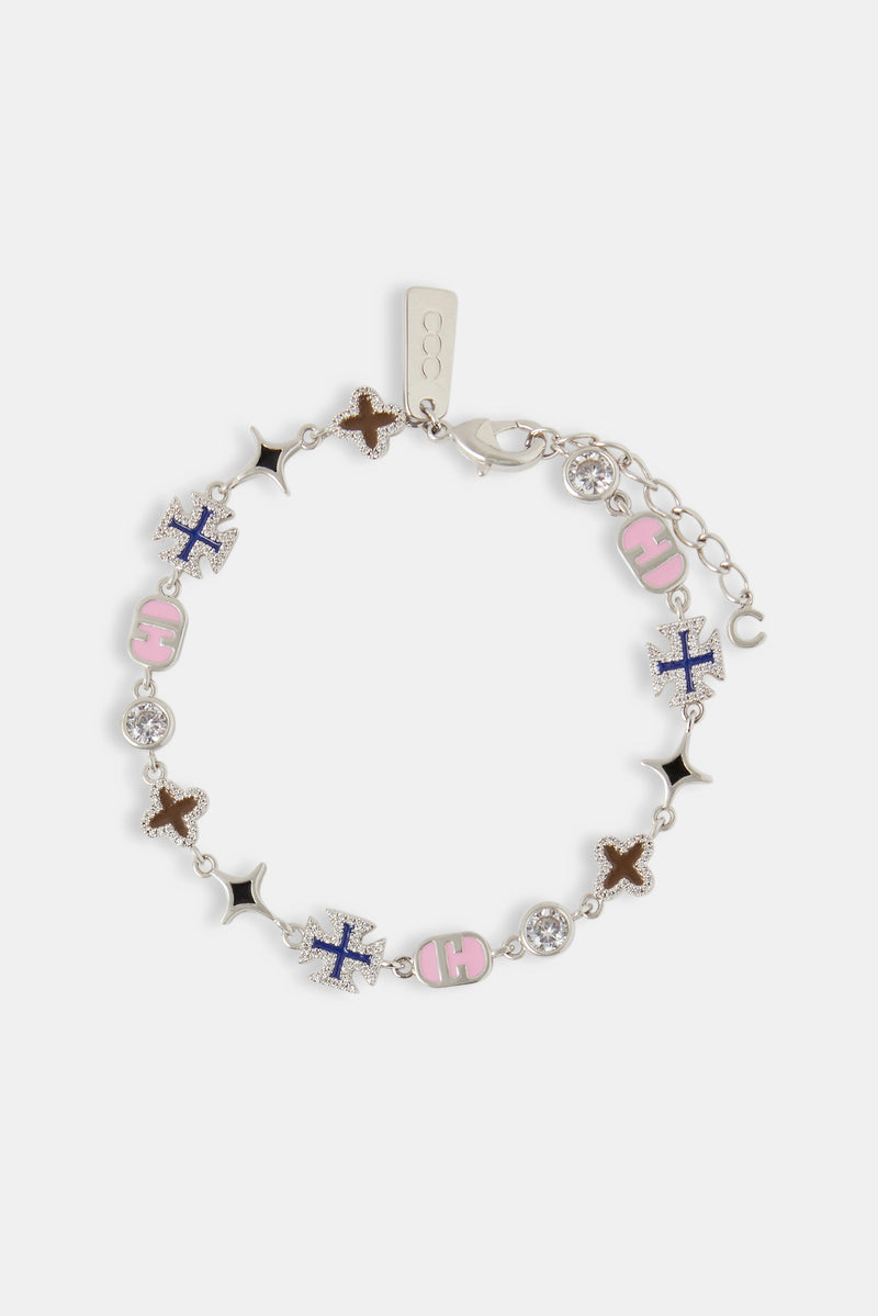 Pink Mixed Motif Polished Bracelet - 8mm