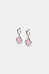 Iced Pink Motif Drop Earrings