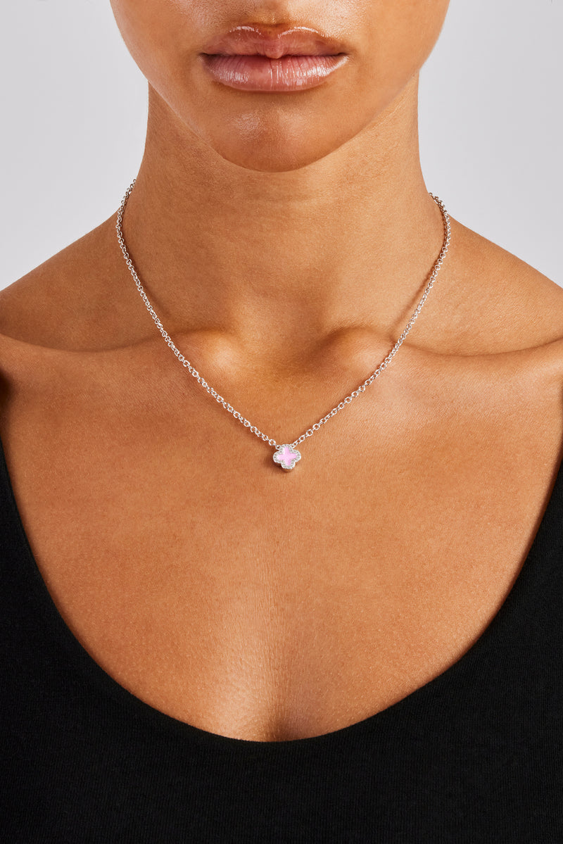 Pink Enamel Motif Necklace - 10mm