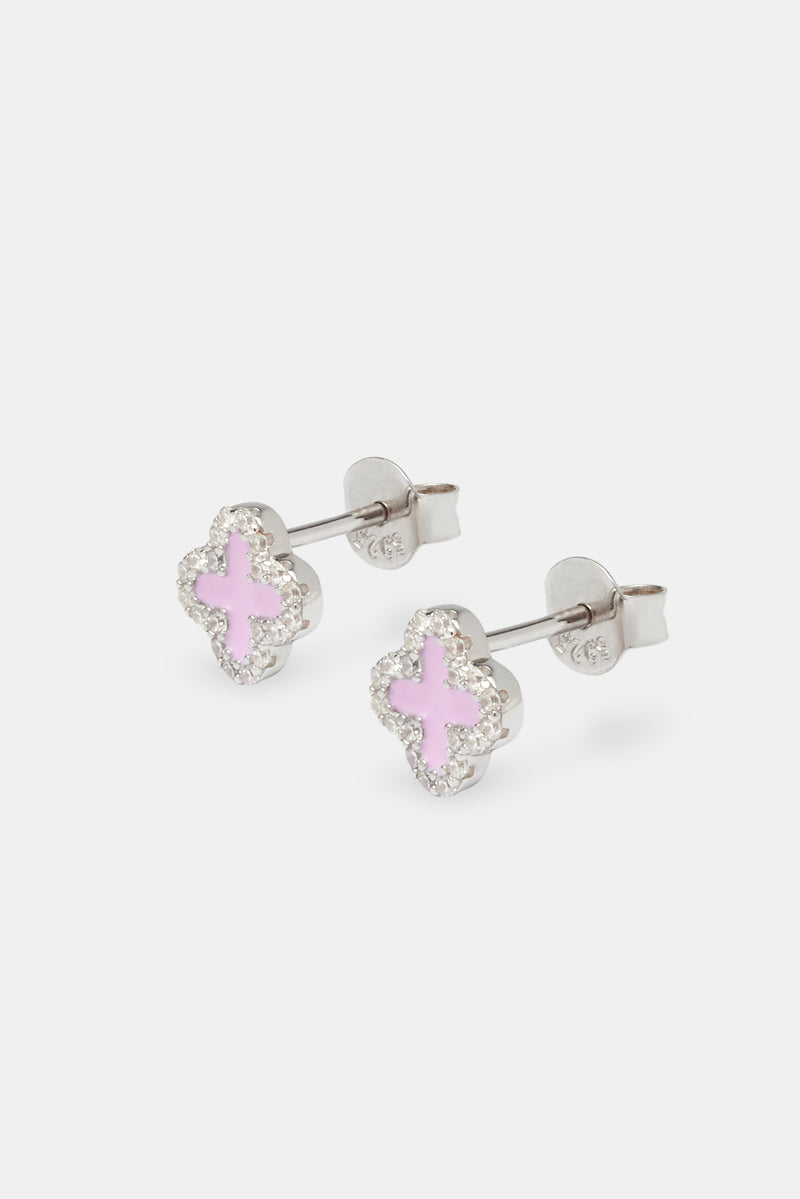 Pink Motif Stud Earrings - 6mm