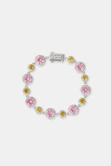 Pink & Lemon Alternating Tennis Bracelet - 10mm