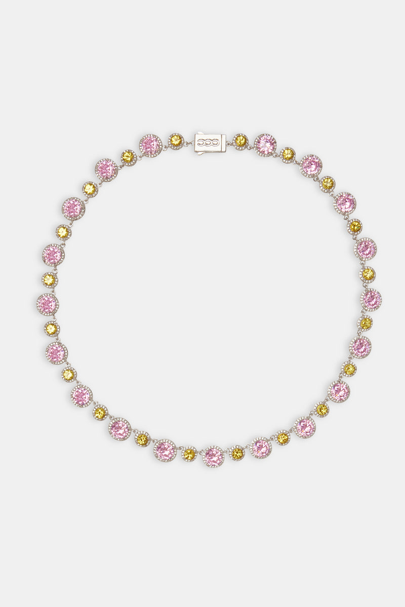 Pink & Lemon Alternating Tennis Chain - 10mm