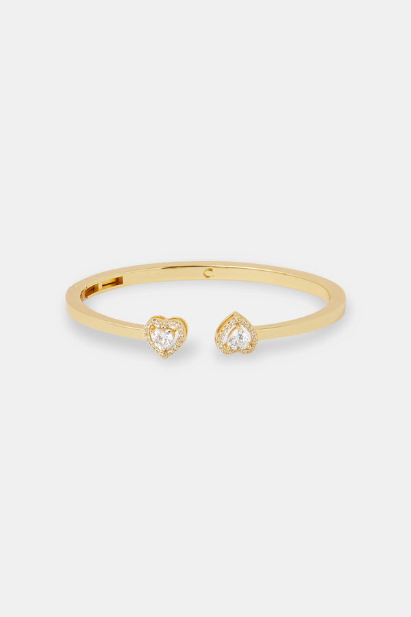 Polished Cz Heart Bangle - 5mm