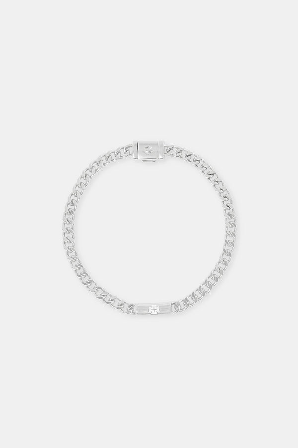 Polished Cross Motif Cuban Bracelet - 5mm