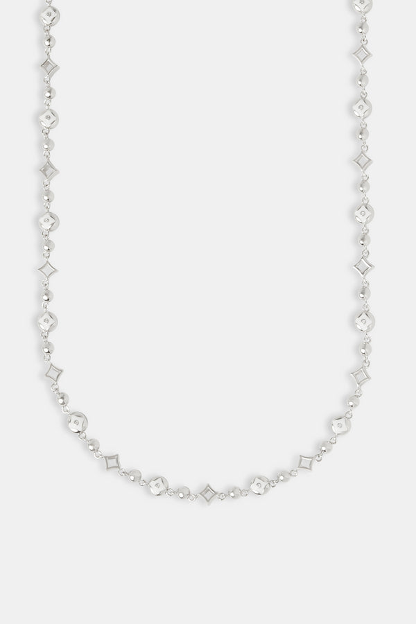 Polished and Cz Star Motif Chain - 6mm