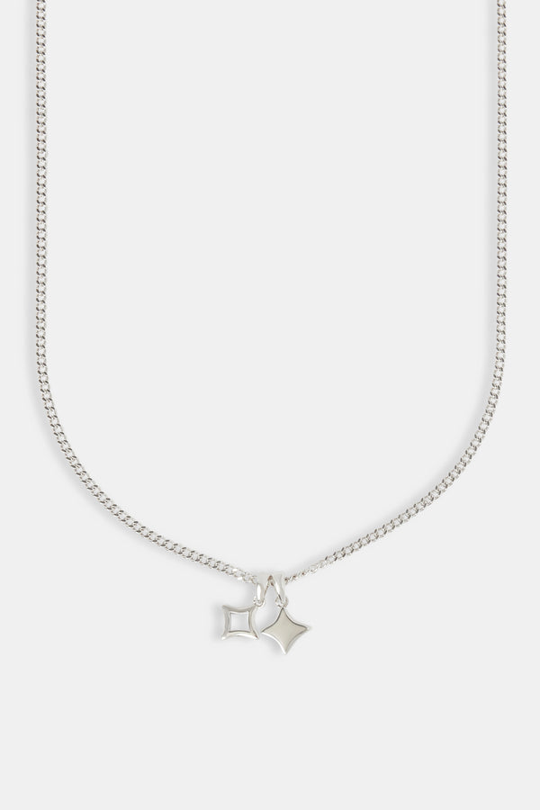 Polished Double Star Cuban Necklace - 10mm