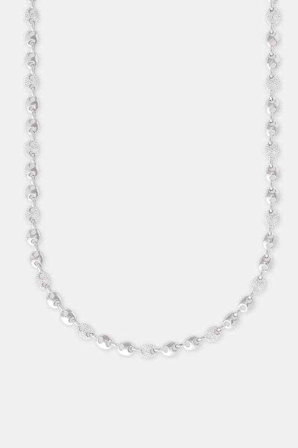 Polished & Iced CZ Pave Coffee Bean Chain - 5mm