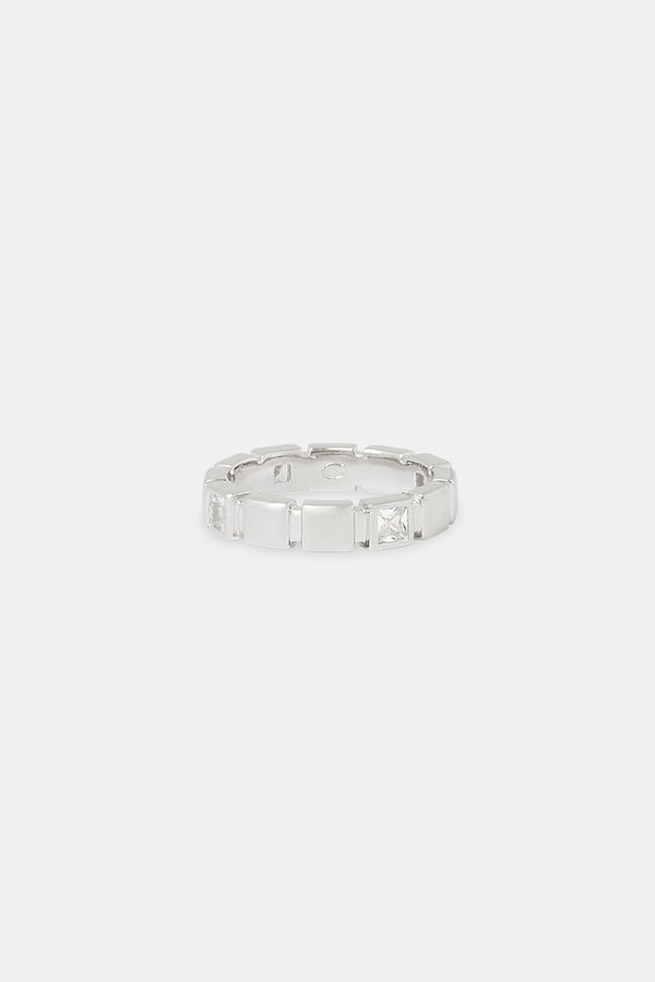 Polished & Iced Square Band Ring - 5mm