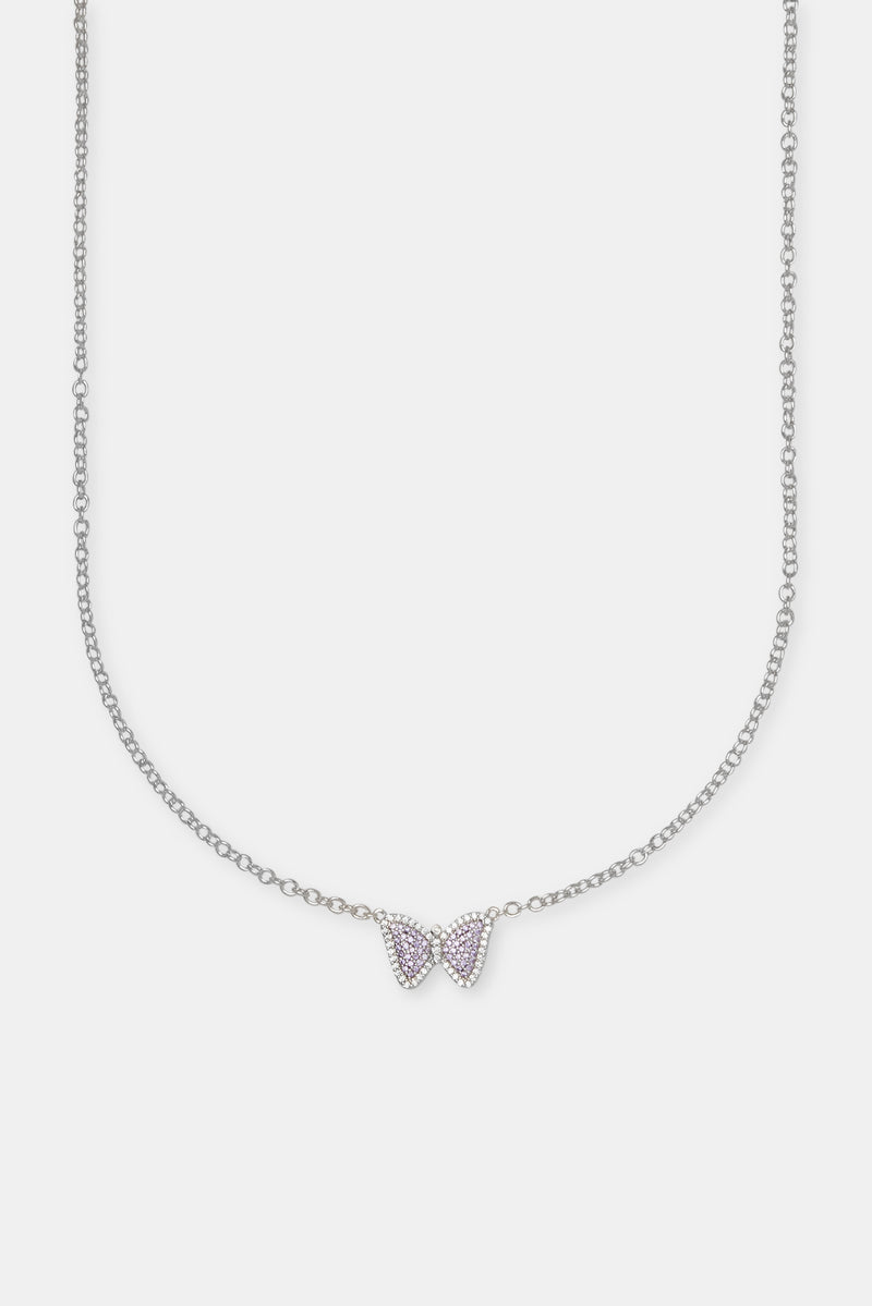 Iced Purple Butterfly Necklace - 15mm