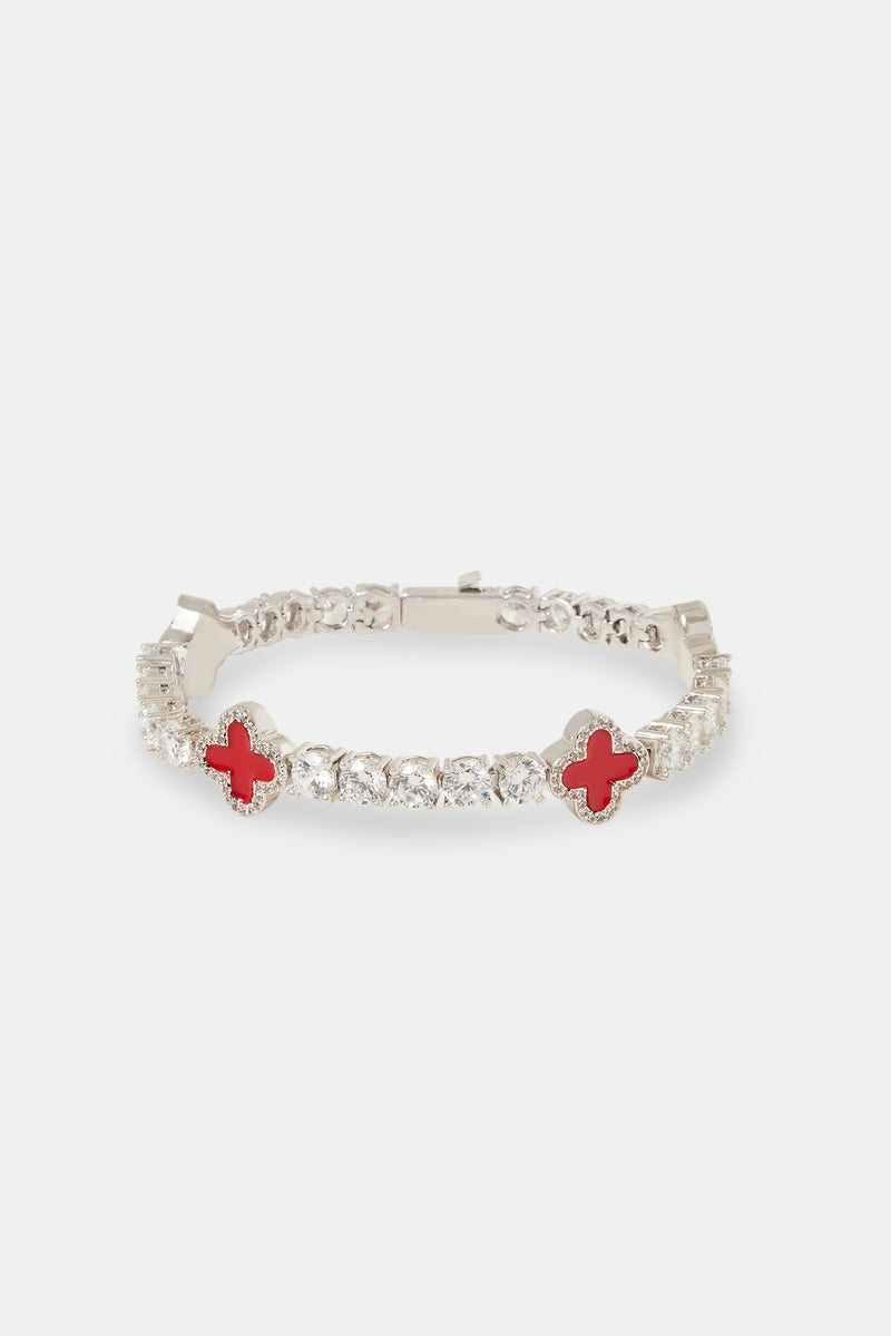 Red Motif Tennis Bracelet - 5mm