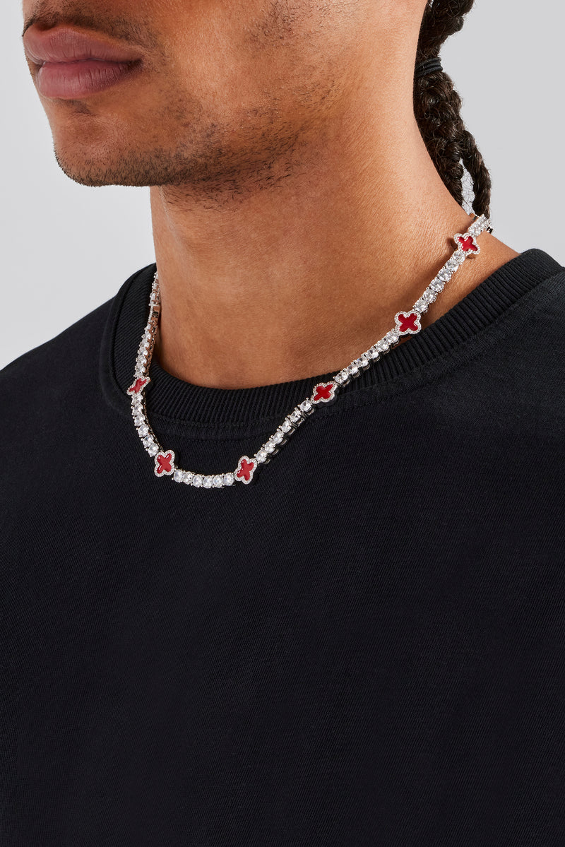 Red Motif Tennis Chain & Bracelet - 5mm