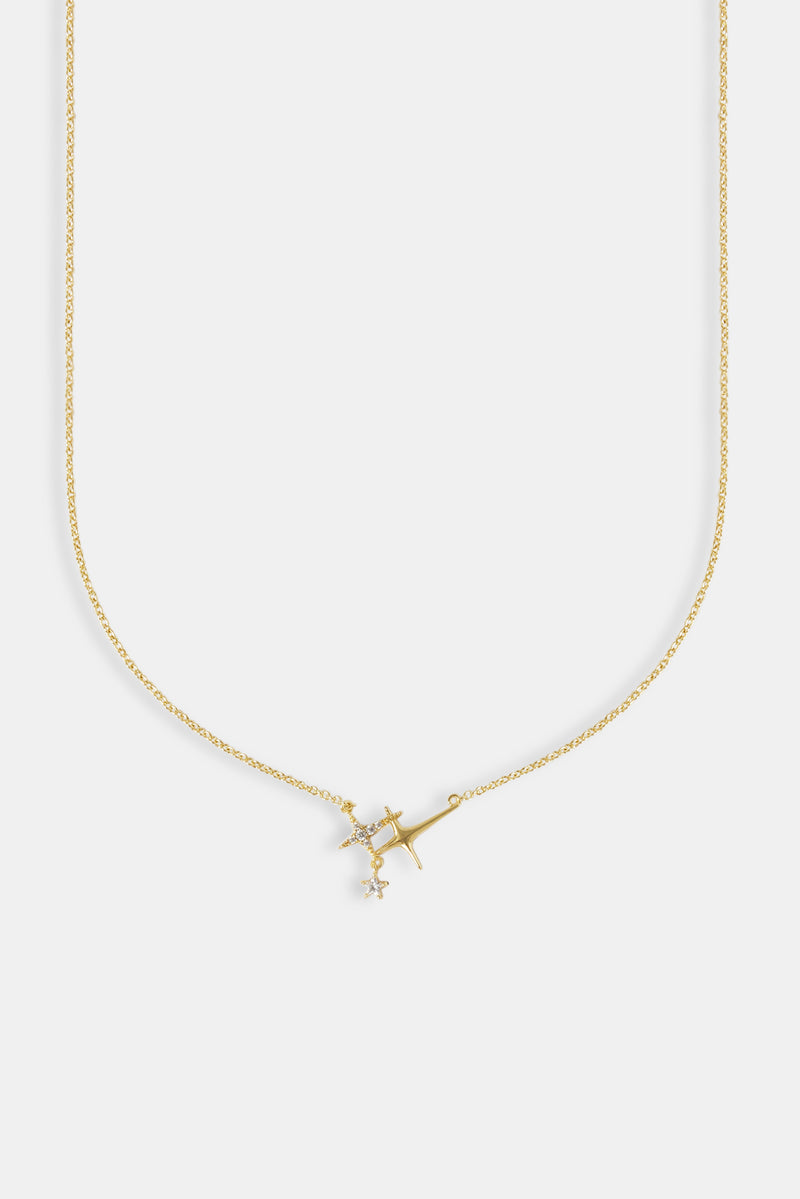 Triple Star Pendant Necklace Gold - 14mm