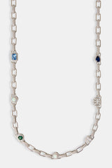 Polished & Iced Link Gemstone Motif Chain - 6mm