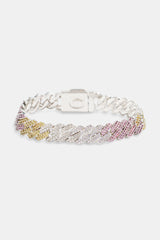 10mm Iced CZ Pastel Ombre Prong Cuban Bracelet