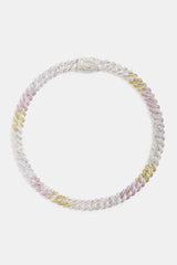 10mm Iced CZ Pastel Ombre Prong Cuban Choker