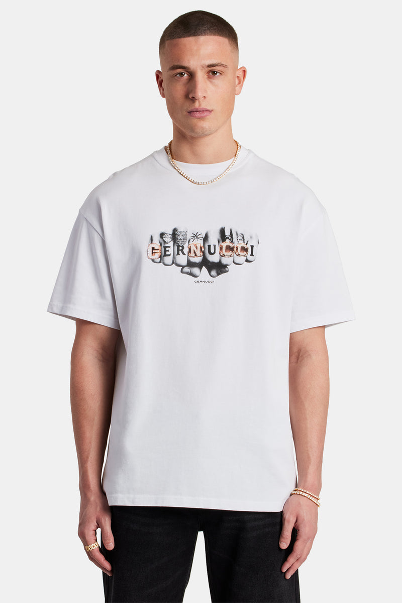 Cernucci Knuckles Oversized T-Shirt - White