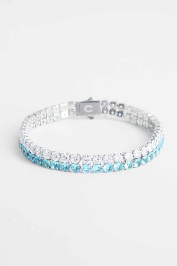 Double Row Iced Blue Tennis Bracelet