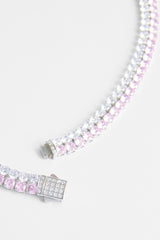 Double Row Iced Pink Tennis Chain