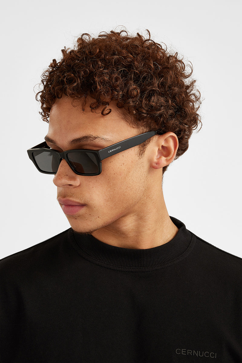 Rectangular Acetate Sunglasses - Black