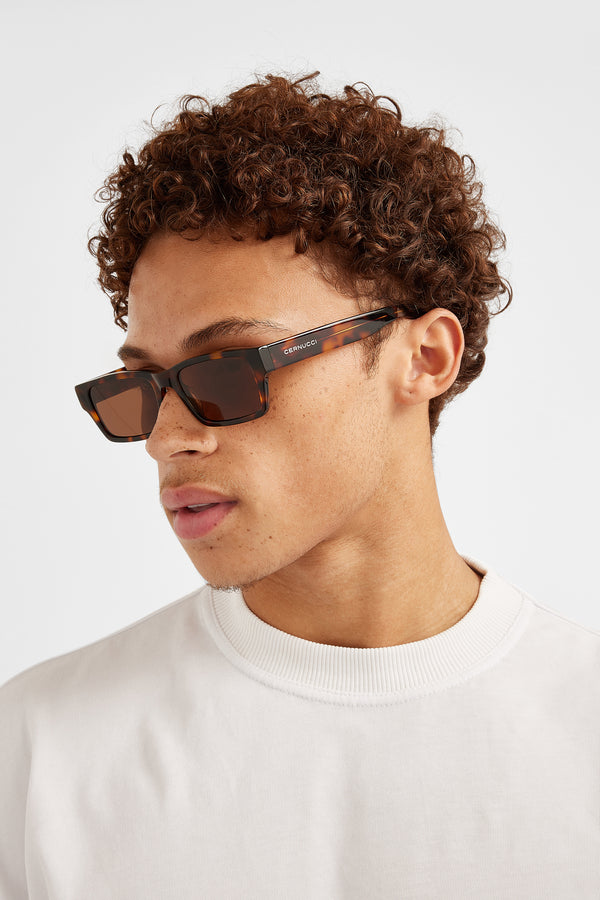 Rectangular Acetate Sunglasses - Brown