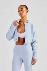 Knitted Cropped Cardigan - Baby Blue